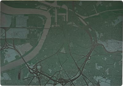 Place Maps Placemat Skyline Gent - Drie Torens - Kunstleer - Champagne - 1 Stuk