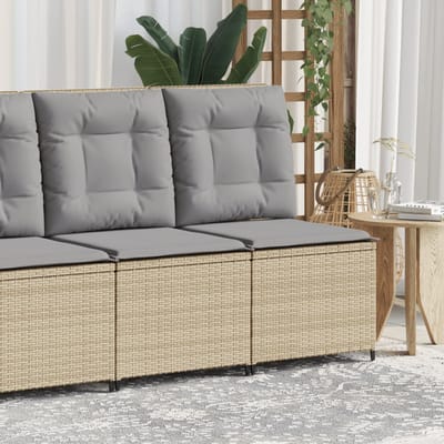 vidaXL - Tuinbank - verstelbaar - met - kussens - poly - rattan - beige