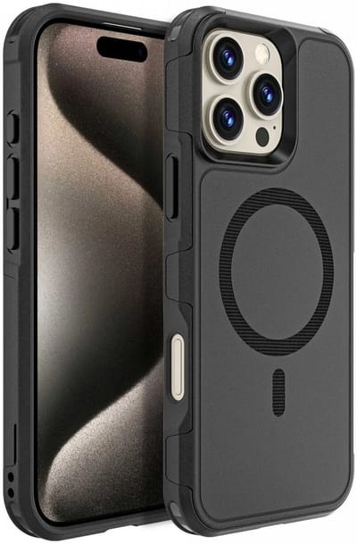 Hoesje Geschikt voor Apple iPhone 16 Pro Max - Compatibel met MagSafe - Back Cover met Magneet - Dual-Layer Hybride Case Zwart