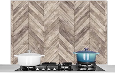 Spatscherm keuken 120x80 cm - Kookplaat achterwand Plank - Patronen - Brocante - Muurbeschermer - Spatwand fornuis - Hoogwaardig aluminium