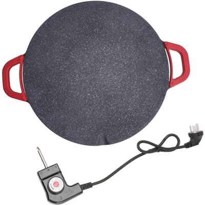 Koreaanse Grillpan Elektrisch Rond Comal BBQ Bakplaat met Anti-aanbaklaag Zwart L(for 6.5-9kg)