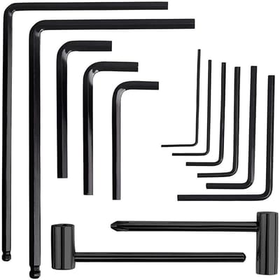 Dailygoods- Inbussleutelset 13-delig - Verlengde Truss Rod Sleutels 4mm/5mm - Hex Box Sleutels 7mm/8mm - Staal - Duurzaam en Sterk - Gitaar Gereedschap