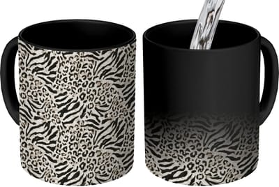 Magische Mok - Foto op Warmte Mokken - Koffiemok - Giraf - Zebra - Motief - Bruin - Magic Mok - Beker - 350 ML - Theemok