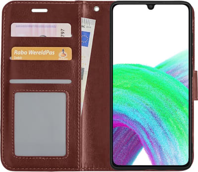 Hoes - Met Pasjeshouder - Geschikt voor Samsung Galaxy A33 - Luxe Bookcase Portemonee - Flip Case - Kunstleer Book Case - Flipcase - Book Cover - Walletcase - PortemonneeHoes - Bruin