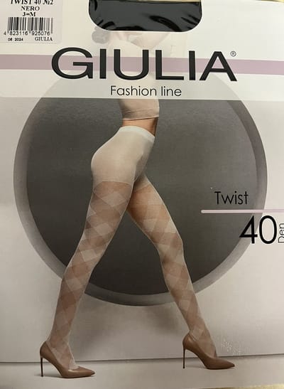 Giulia - Twist 40 - Panty - Diamond - met een ruit patroon - 10 denier - Medium - Zwart
