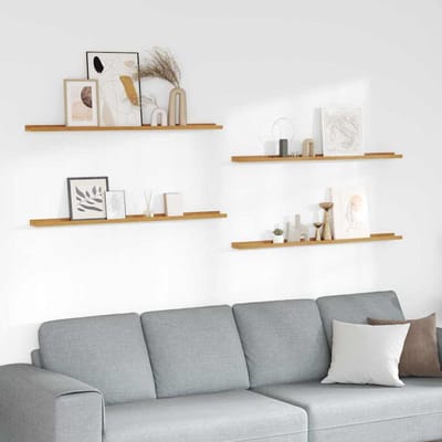 vidaXL - Wandplank - 4 - st - Beige - 115 - x - 9 - x - 3 - cm - Bewerkt - hout