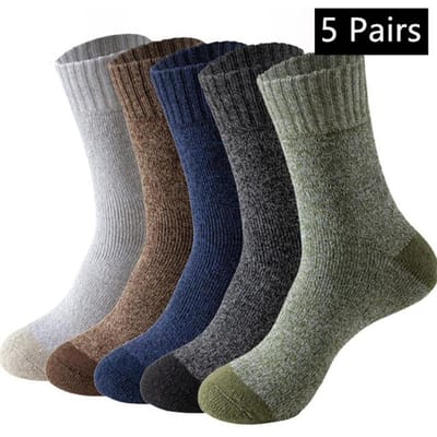 5 Paires de Chaussettes en Laine Mérinos Pour Homme Femme, Chaussettes de Randonnée Super Épaisses Chaussettes Thermiques Homme Pour Temps Froid Homme Femme Chaussettes de Neige gray