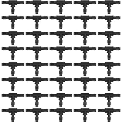40 stuks Irrigatie Fitting Druppelirrigatie Steek Connector 8/12mm Buis T-stuk voor Tuin Gazon black