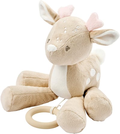 Nattou FanFan Muziekknuffel hertje - 25 cm - Zachte Knuffel met Muziek- Baby Cadeau - Beige
