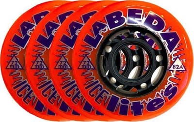 Labeda Wielen Voor Inlineskates - Ice Lites 72mm 82A - Oranje Zwart - Set van 4 wielen