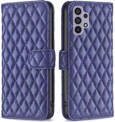 BINFEN Hoesje - Geschikt voor Samsung Galaxy A32 5G Hoesje - BINFEN Rhombus Book Case - Blauw