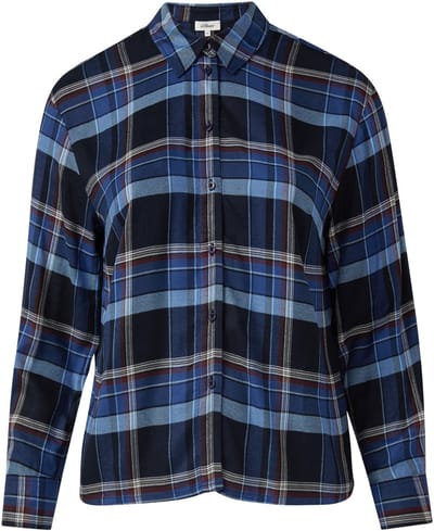 Blouse chemisier met ruitpatroon en plooien aan de achterkant voor dames s.Oliver