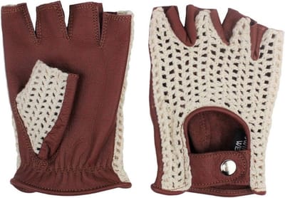 Swift Vintage Vingerloze Crochet Handschoenen - Crochet Handschoenen - Nappa Bruin - Echt Geitenleer - Naadloze pasvorm - Gehaakte Handschoenen - Dames & Heren - Maat XXL