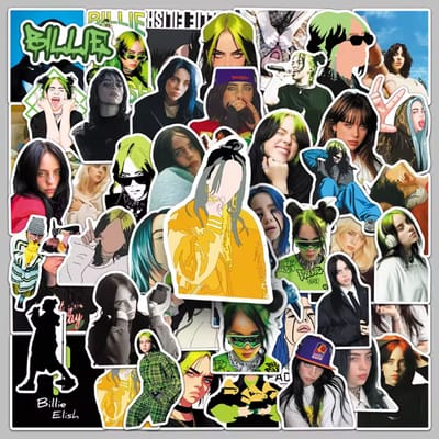 Billie Eilish stickers - 50 stuks - deco stickers- laptop stickers - knutselen - bullet journal stickers