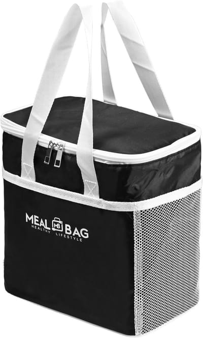 Herbruikbare Koeltas van 8,5 L - Waterdichte Lunchtas voor Werk, Reizen en Picknicks, Ideaal voor Studenten en Kamperen, Afmetingen 24 x 23 x 16 cm, Zwart
