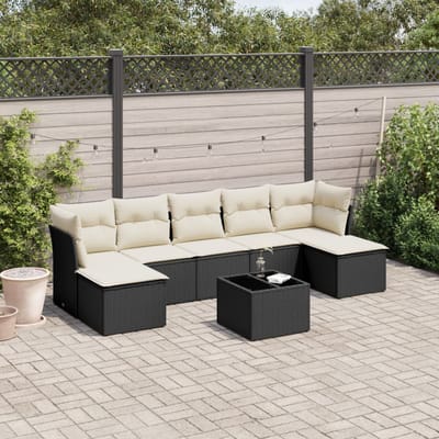 vidaXL - 8-delige - Loungeset - met - kussens - poly - rattan - zwart