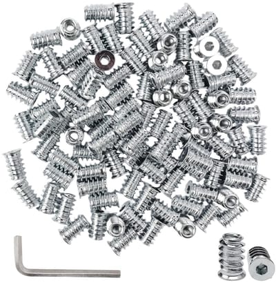 Inschroefmoeren M4 x 15 mm - 100 stuks - koolstofstaal - inschroefmoffen - meubelmontage - inbussleutel