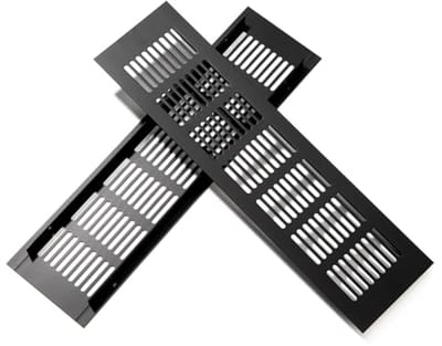 Rechthoekig Ventilatierooster Alu - Zwart 30 x 8 cm voor Kasten en Slaapkamers