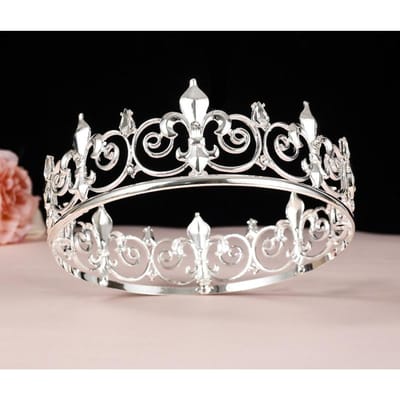 Barok Vintage Metalen Cirkel Tiara Koninklijke Koningin Koning Kroon mannen koningin haaraccessoires tiara performance tiara unisex prins kroon white