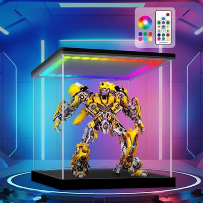 Display Case voor Modelauto's en Figuren met LED Verlichting - Acryl Showcase (20 x 20 x 20 cm) voor Verzamelobjecten en Decoratie