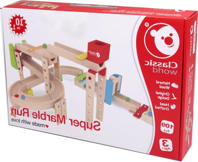 Knikkerbaan Hout - Bouwpakket Spel - Educatief Spelen - 10 Verschillende Banen - 3+ Jaar - Natuurlijk Hout