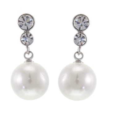 Behave - Oorhangers dames - zilverkleur parel kristal - feestelijke stijl