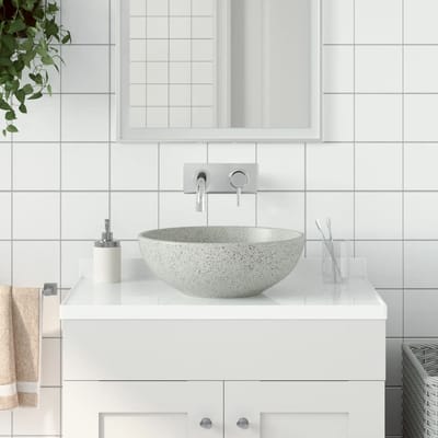 vidaXL - Opzetwasbak - rond - Φ41x14 - cm - keramiek - grijs