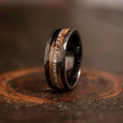 Mode 8mm Roestvrij Staal Koa Hout Ringen voor Mannen Noordse Viking Oneindigheid Verstrengeld Kruis Keltische Knoop Ringen Trouwsieraden 10 black