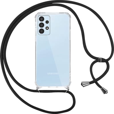 Hoesje met koord - ketting - Draagriem voor Schouder / Nek - touw - Hanger - Schouder tas - Geschikt voor: Samsung Galaxy A13 5G - transparant