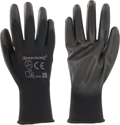 Silverline Handschoen met zwarte handpalm - ademend - maat 10 - grote precisie