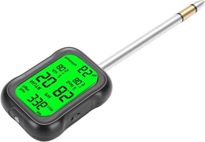 Bodemtester 6-in-1 - Grondmeter LCD - Plantenverzorging Optimaliseren - Draaibare Kop - 30 cm - Zwart