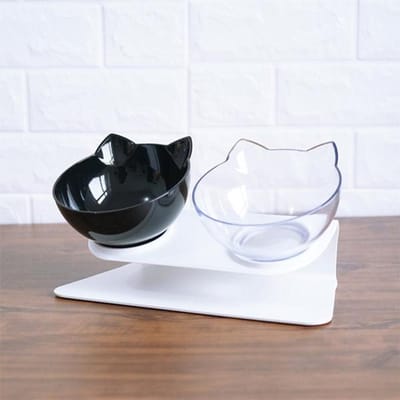 Creatieve antislip dubbele voerbakken met opstaande voer- en waterbak, perfect voor katten en kleine hondenbenodigdheden black