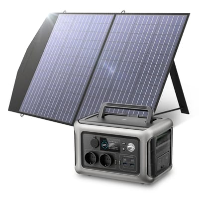 ALLPOWERS Zonnegeneratorkit 600W (R600 + SP027 100W Zonnepaneel) - R600-Zwart+SP027 100W Zonnepaneel