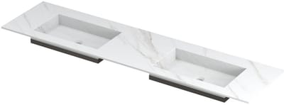INK Post Wastafel Keramische Slab Envelop Bak Dubbel Zonder Kraangaten - 1800x450x10 mm - Calacatta Mat