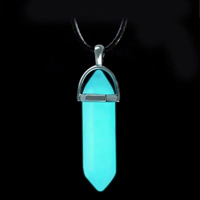 Nieuwe Glow-in-the-Dark Natuursteen Ketting Voor Vrouwen Kwarts Kristal Zeshoekige Hanger Ketting Mode Feest Lichtgevende Sieraden Leather Chain gray
