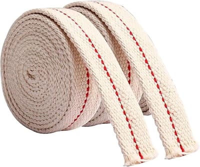 Set van 2 platte katoenen lonten voor olielampen, 1,2 cm breed en 1 meter lang, ideaal voor oliebranders en petroleumlampen