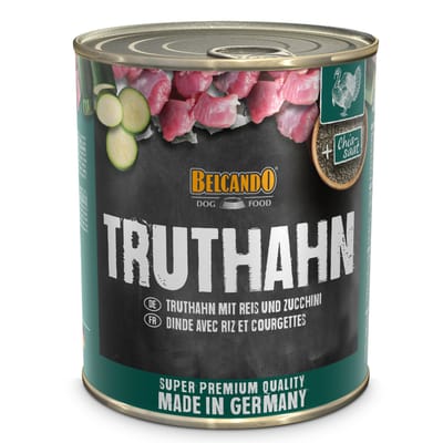 12x800g Super Premium Kalkoen met rijst & courgette Belcando Hondenvoer