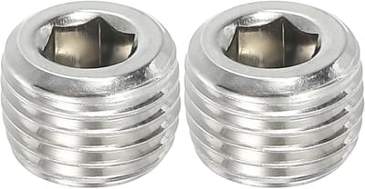 Pijp Pluggen - Draad Socket - Leidingen Afdichten - Interne Zeskant - 1/4 Inch - Zilver