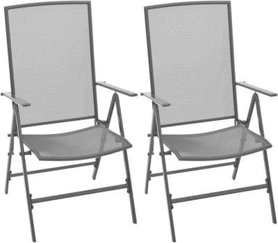 Tuinstoelen Set - Met kussens - Buiten Zitten - Verstelbare Rugleuning - Set van 2 - Antraciet