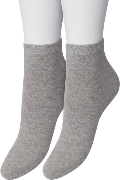 Bonnie Doon Basic Quarter Sokken Dames Licht Grijs maat 36/42 - 2 paar - Quarter Katoenen Sok - Boven de Enkel - Gladde Naden - Brede Boord - Uitstekend Draagcomfort - 2-pack - Multipack - Enkelsokken - Lichtgrijs - Light Grey Heather - OL941101.107