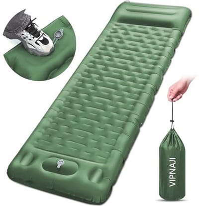 Zelfopblazende Campingmat met Voetperspomp - Ultralicht, Waterdicht en Isolerend voor Wandelen en Kamperen