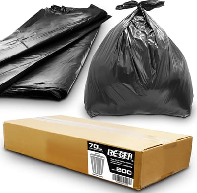 Vuilniszakken - Afvalzakken - Huishoudelijk Afval - Gemaakt van gerecycled materiaal - 70 Liter - Zwart
