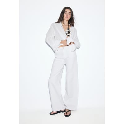 Stradivarius D91 keper low-rise wide-leg jeans  Wit 42