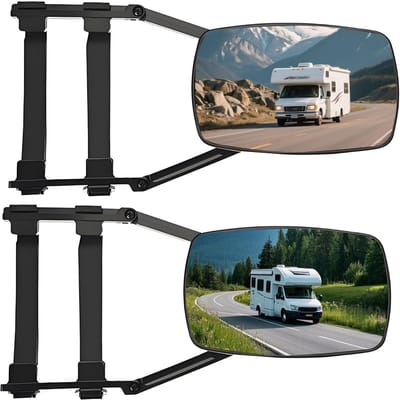 SnelShoppen - Wohnwagenspiegel 2 stuks voor caravan, universele draaibare buitenspiegels met karabijnhaak, convexe spiegels voor alle voertuigtypen, i