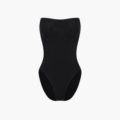 cfab - Strapless corrigerende bodysuit met bijpassend slipje - Zwart - XS - Corrigerende Body - Naadlos - corrigerend ondergoed dames
