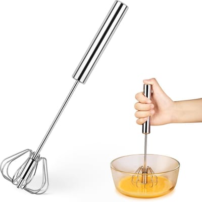 eierklopper Semi-automatische garde 304 roestvrij staal Hand Push Spinning Whisk 12 Inch Eierklopper voor het mengen van eieren, opschuimen melk, slagroom, enz.