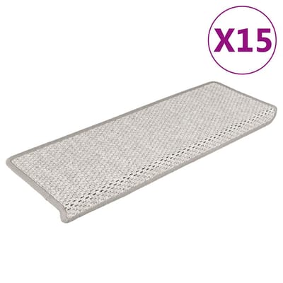vidaXL - Trapmatten - zelfklevend - 15 - st - sisal-look - 65x21x4 - cm - platinakleur