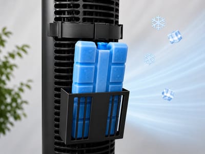 Skushy Ventilator Houder - koelerhouder voor ijsblokken, bevestiging op ventilatorrooster voor koelere luchtstroom in kantoor of slaapkamer - Ventilator Houder