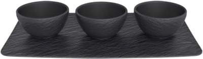Villeroy & Boch Dipschaaltjes Set / Kleine Schalen Manufacture Rock – Zwart – 4-delig – Stijlvol en Duurzaam – Perfect voor Dips, Sauzen en Snacks