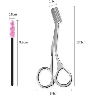 Roestvrijstalen Wenkbrauwschaar Met Wenkbrauwkam Make-up Schaar Wenkbrauw Trimmer Mes Haarverwijderaar Scheergereedschap gray